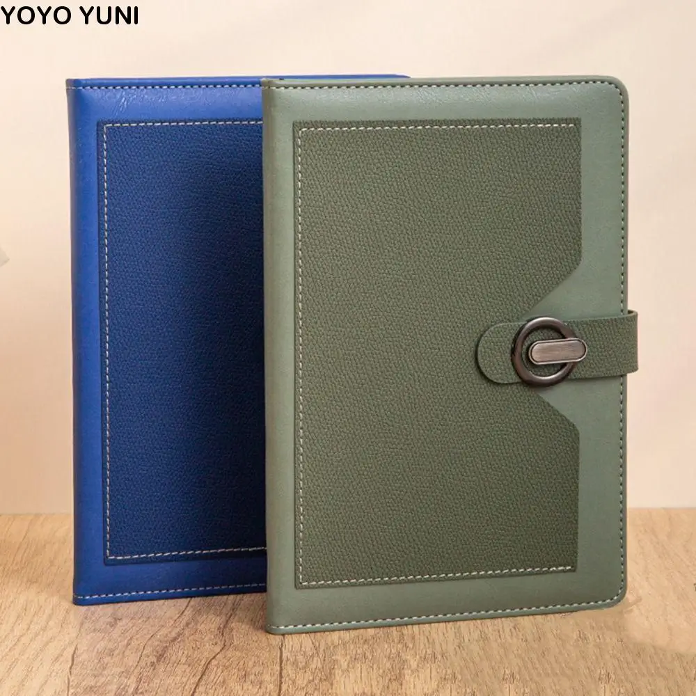 

200 Pages A5 Notebook Magnetic Suction Buckle PU Leather Cover Business Office Notebook Wear-resistant Horizontal Line