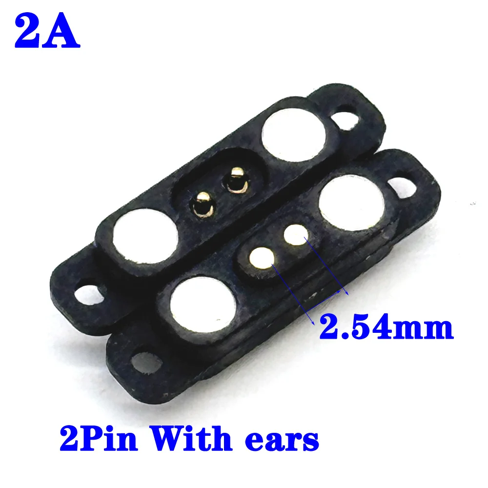 Connecteur de broche Pogo magnétique étanche, 2 broches/10 broches 5A avec oreilles, 2.54mm, mâle femelle, prise de courant DC, bande de Contact