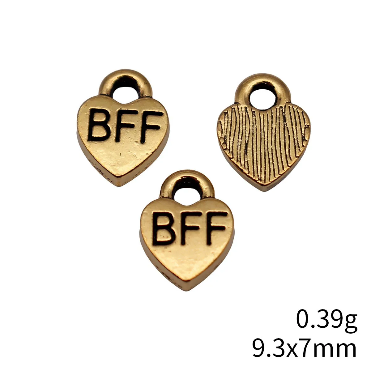 40pcs 9.3x7mm Antique Gold Color Bff Best Friends Forever Heart Tag Charms Handmade Jewelry Making Accessories - view 4
