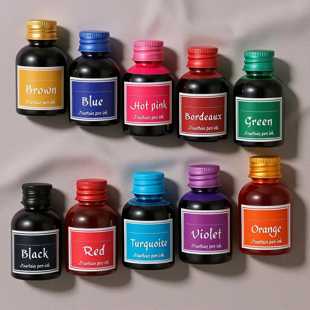 

10 Bottles Fast Drying Ink for Fountain Pen Calligraphy Writing Drawing Non Carbon Liquid Ink Set Smooth Flow
