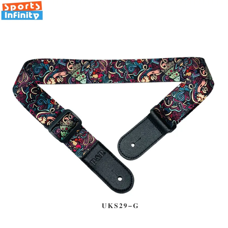 Retro Trendy Print Electric Guitar Strap Acoustic Guitar Shoulder Strap Instrument Accessories Ukulele Strap Guitar Accessories