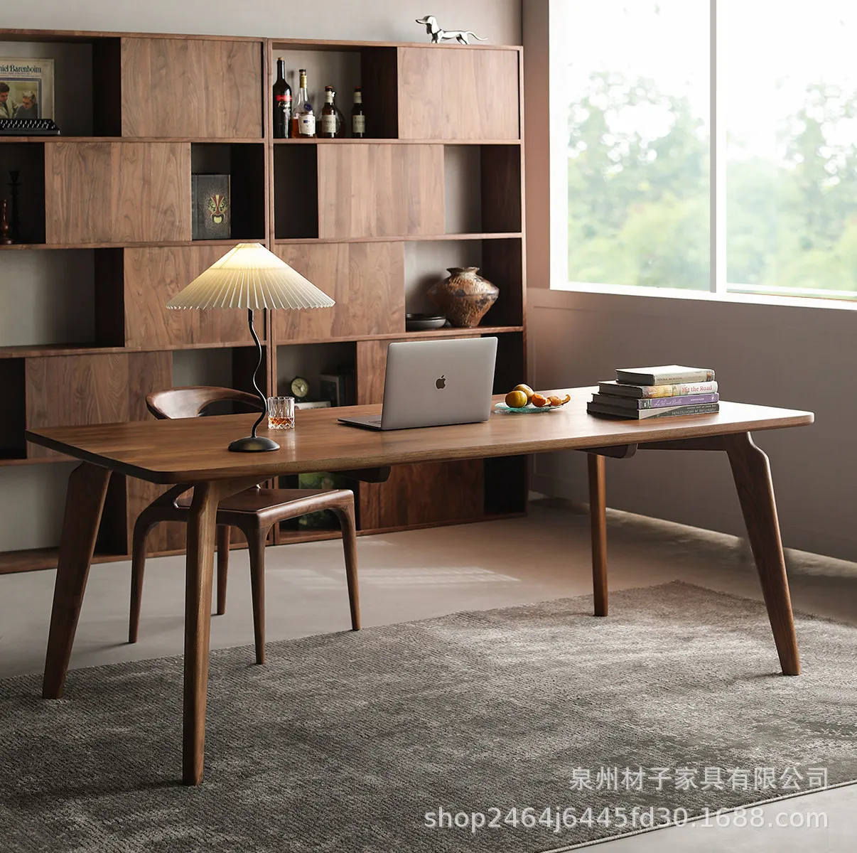 HYS North American Black Walnut Desk Dining Table Integrated Home Study Office Computer Desk High-end Solid Wood