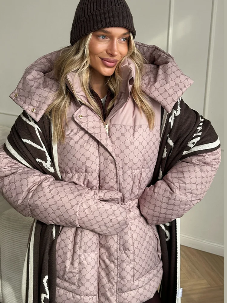 

Шикарная лоскутная теплая толстовка с капюшоном Parker для женщин, с длинным рукавом и высоким воротником, оверсайз, хлопковое стеганое пальто, новинка 2025, женская верхняя одежда