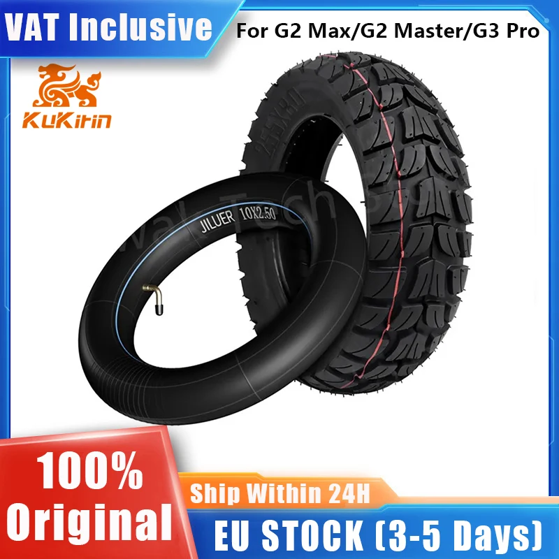 Neumático Original en Stock en la UE para Patinete Eléctrico KuKirin G2 Max /G2 Master /G3 Pro, Neumático Exterior 255x80, Cámara de Aire 10×2.5, Kugoo Kirin Kickscooter
