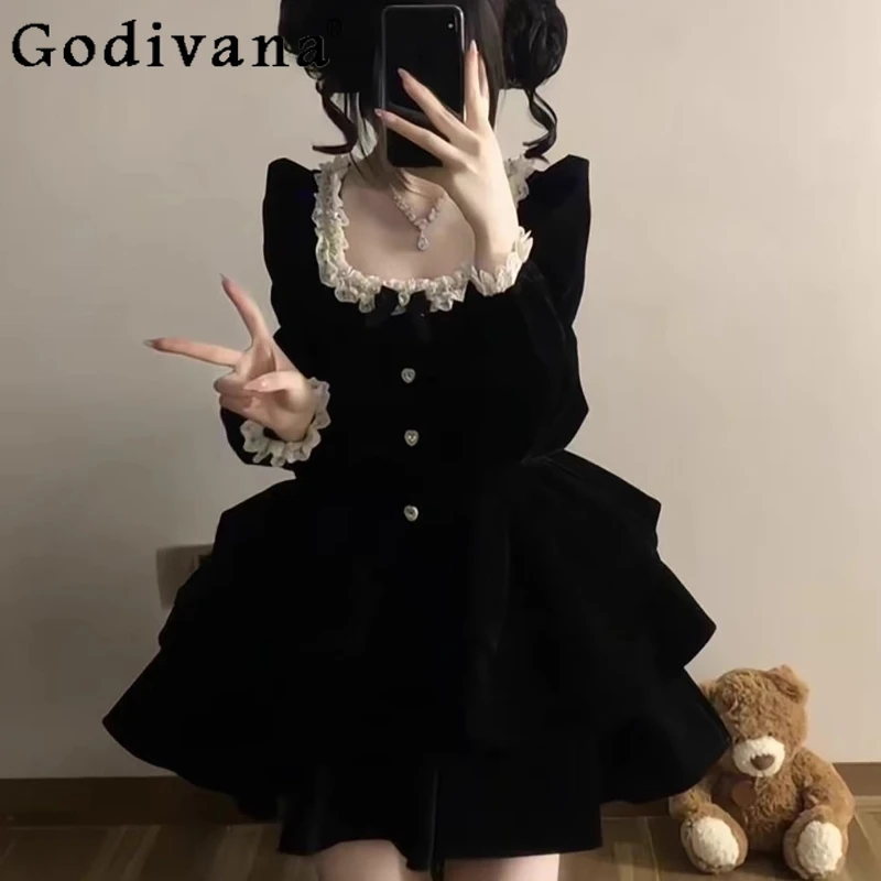 

Black Evening Dress for Women 2025 New High End Luxury Adult Ceremony Dress Female Japanese Style Birthday Party Dress