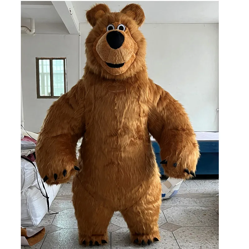 

Plush Colorful Inflatable Grizzly Bear Mascot Costume Halloween Christmas Blow Up Fancy Party Suits for Adults Advertising Party
