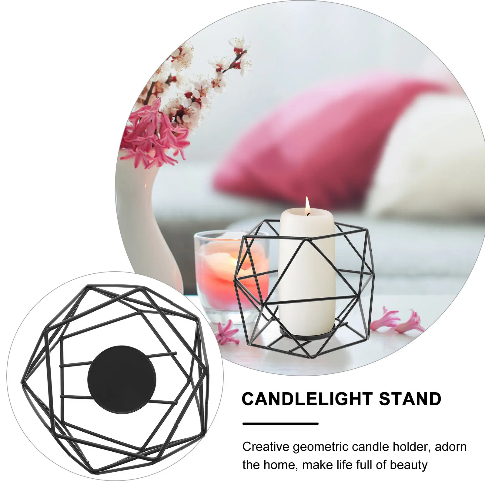 Iron Hollow Polygon Holder Modern Minimalist Decor for Home Bar Restaurant Dorm Romantic Atmosphere Tea Light Centerpiece
