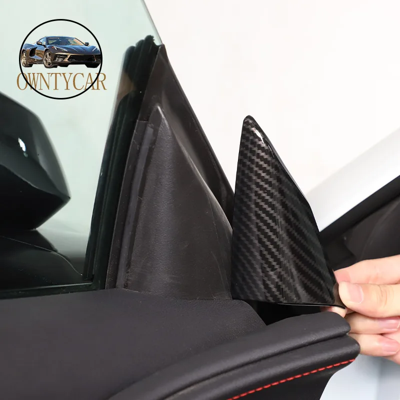 Cubierta embellecedora de fibra de carbono ABS para puerta de coche, accesorios adhesivos para altavoz, color rojo, para C8 Chevrolet Corvette Z06 Z51 2020-2023
