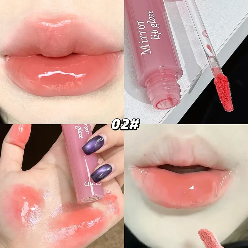 

QIBEST Lip Stain Hydrating Gloss Stain 12HR Hydration Long-Lasting Moisturize Nourish Mirror Water Lips Gloss Wetness Cosmetics