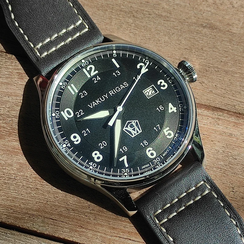 

44mm Japan NH35 Mechanical Movement Vakuy Luxury Automatic Watch Luminous Calendar Waterproof Big Three Needle Men's Pilot Watch