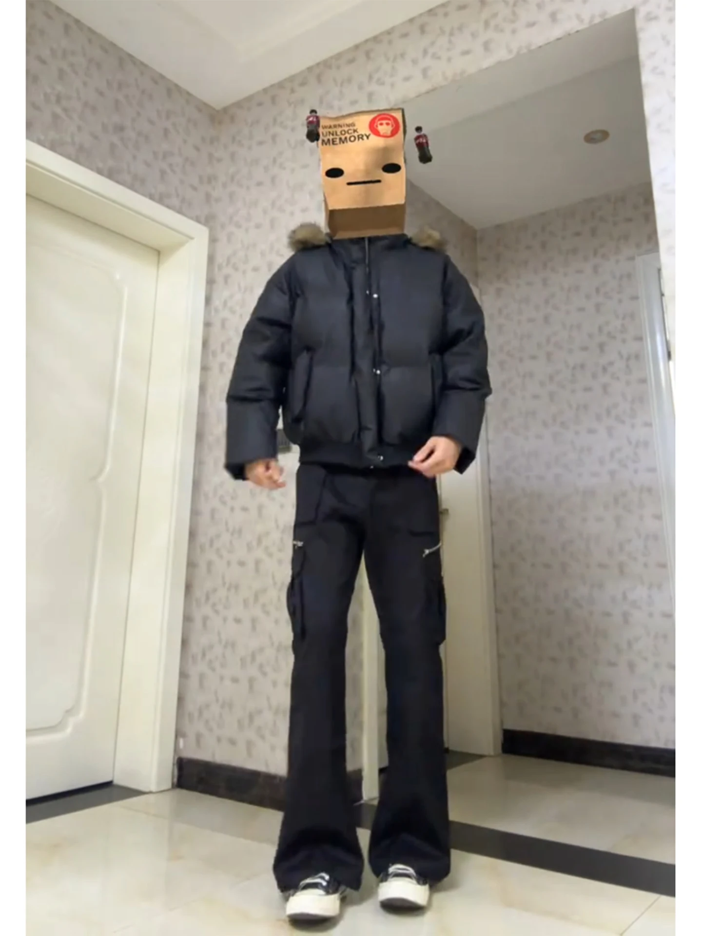 

American Sle Work Trousers Men's Autumn Winter Folded Logging Pants Multiple kets Zipper Straight Leggings Casual Pants