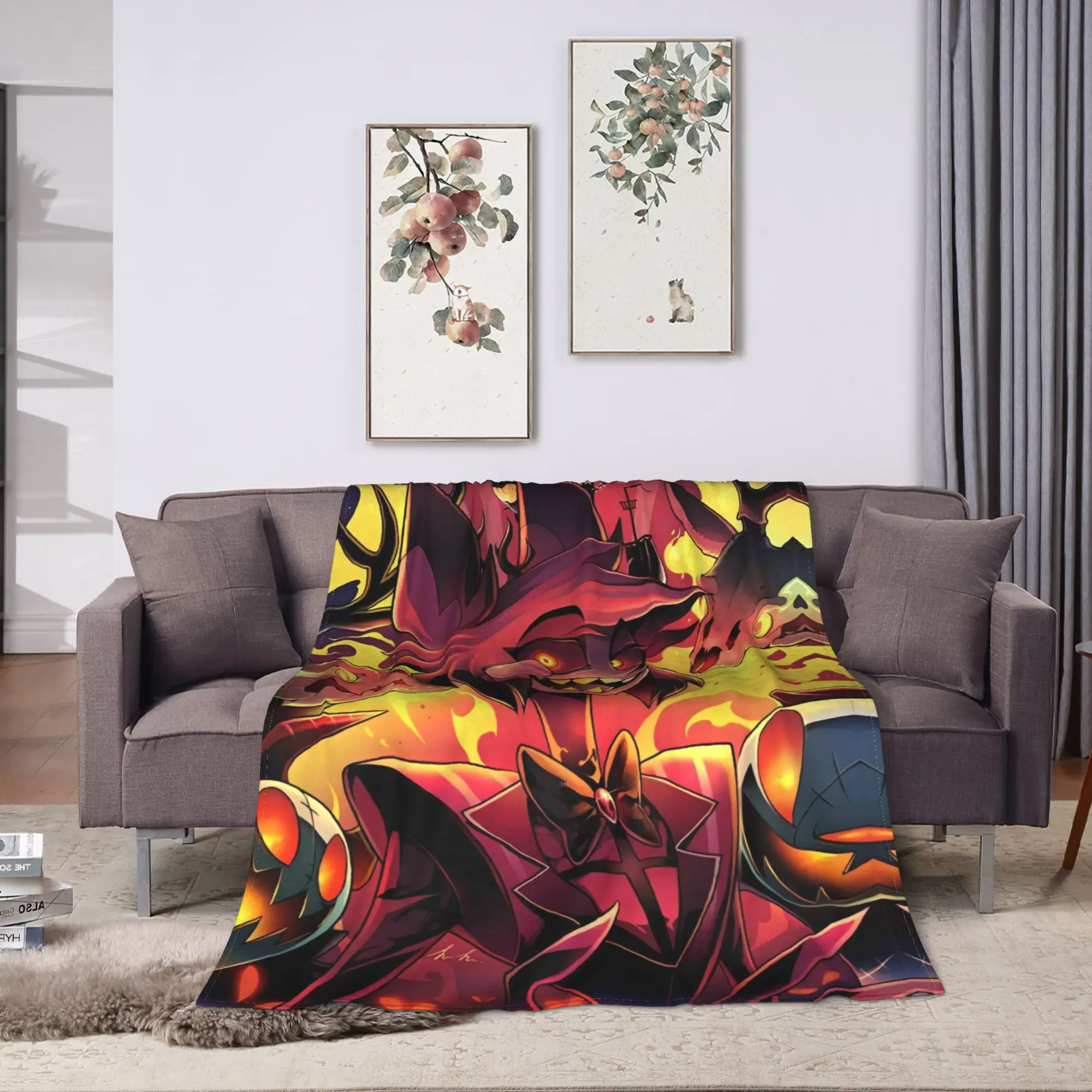 Hazbins Hotels Anime Flannel Blanket  Super Warm Throw Blanket for Home Decor Decorative Street Trend Bedspread Sofa Bed Cover