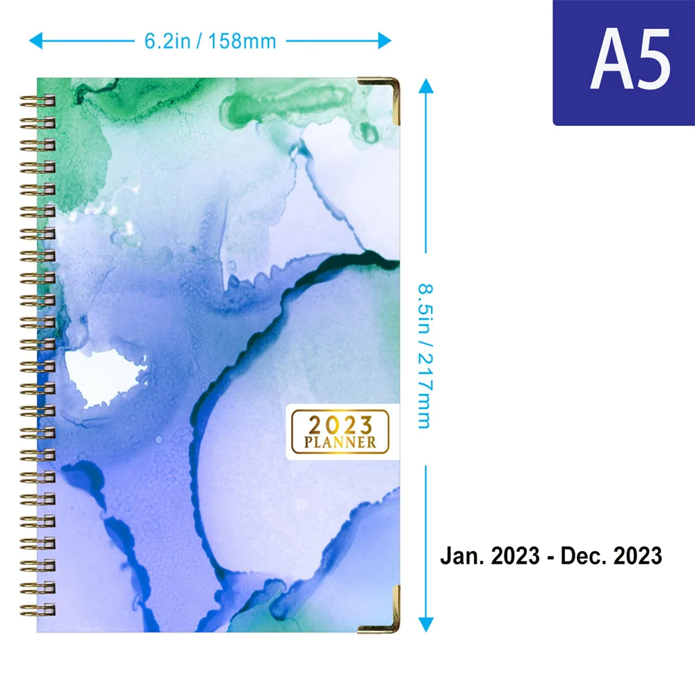 2023 Agenda Book Schedule A5 Coil Notepads Creative Flower Pattern Planner Reminder Timetable Desk Dates Diary Planner Notebook