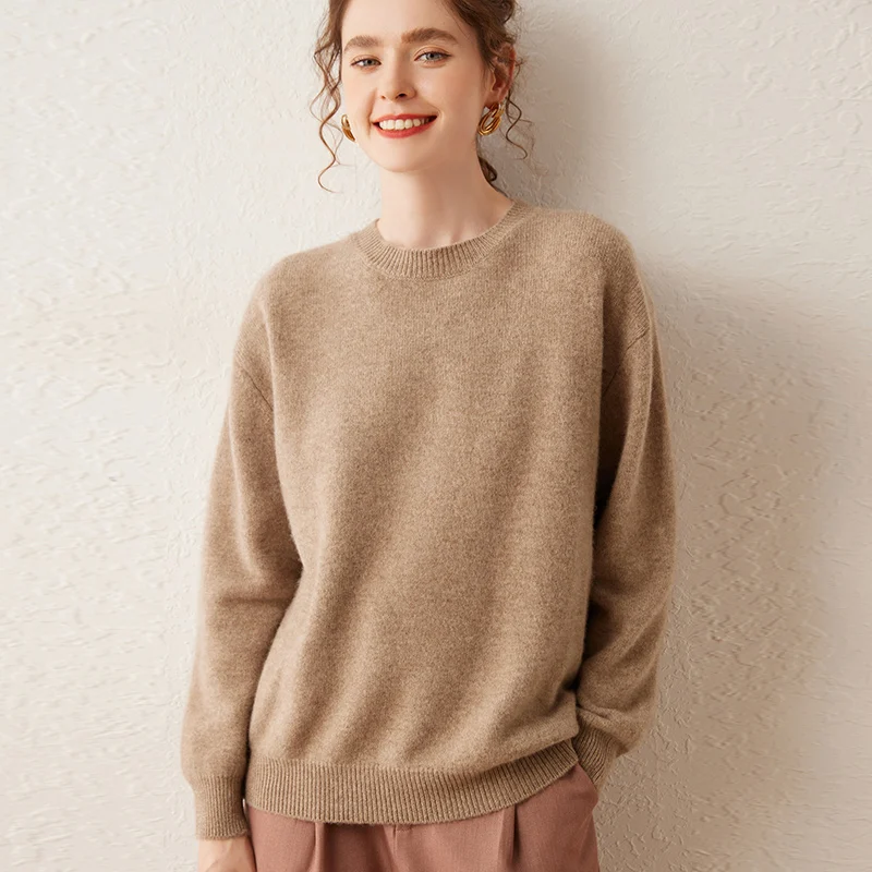 Autumn Winter 100% Cashmere Sweater O-Neck Women\'s High Quality Pullover Female Loose Large Size Thicken Knitted Jumper 6 Colour