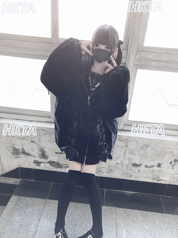 Original Weiche Mädchen Nette Flauschigen Pelzmantel Winter Neue Krawatte Bowknot Kaninchen Ohr Faux Pelz Mäntel Winter Dicke Warme Flauschige Baumwolle Jacke