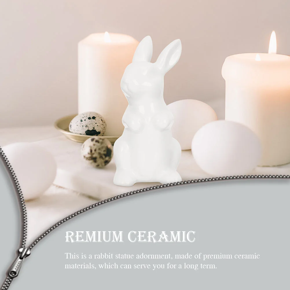 

4Pcs Ceramic Rabbit Decorations Realistic Easter Desktop Adornments Home Party Decor Ceramic Rabbit Adorns Desktop Adornment