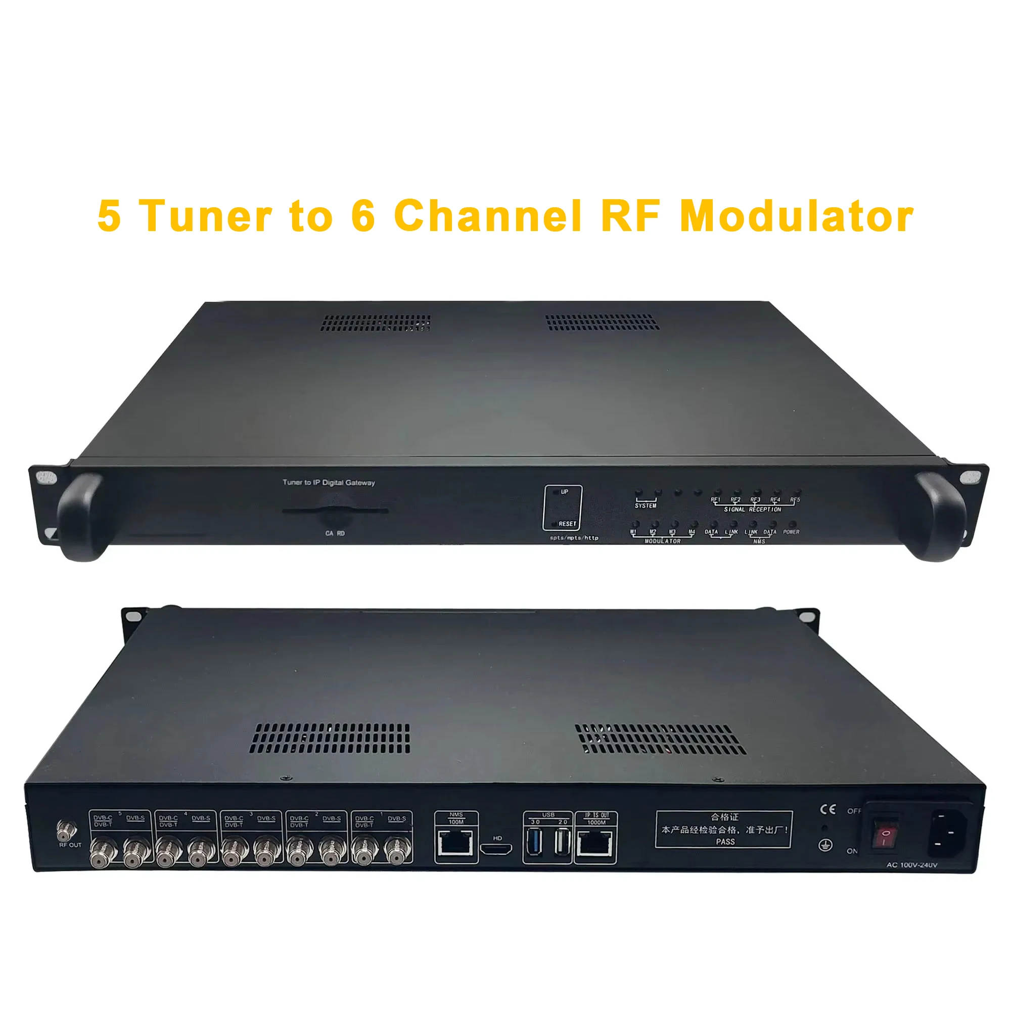 Multifunctionele digitale gateway streamontvanger-modulator, verzamelt satelliet/kabel, DVB-S2 DVB-T T2 DVB-C ISDBT naar IP-converter