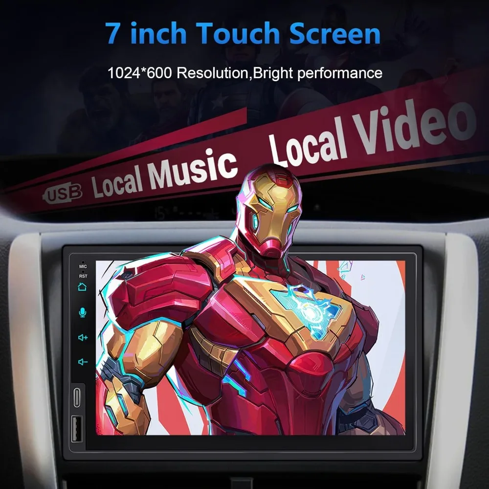 Autoradio doppio Din con CarPlay wireless e Android Auto wireless, autoradio touchscreen con Bluetooth, USB/SWC/AUX/FM