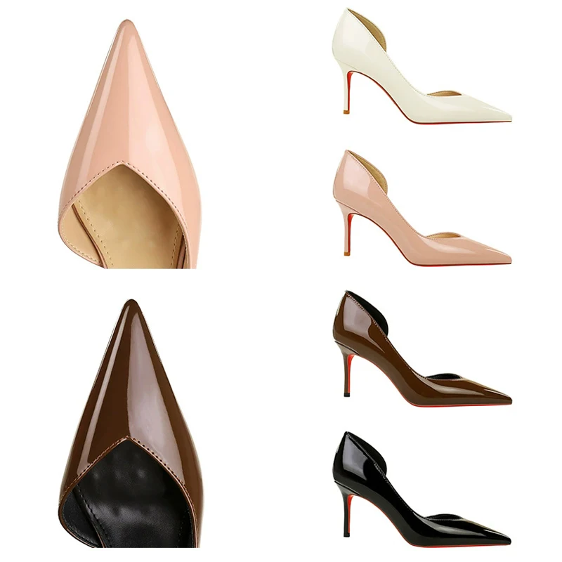 Zapatos BIGTREE para mujer, zapatos de tacón alto de charol, zapatos sexys para fiesta, tacones de aguja de 7,5 cm, zapatos de punta puntiaguda para mujer, 4 colores