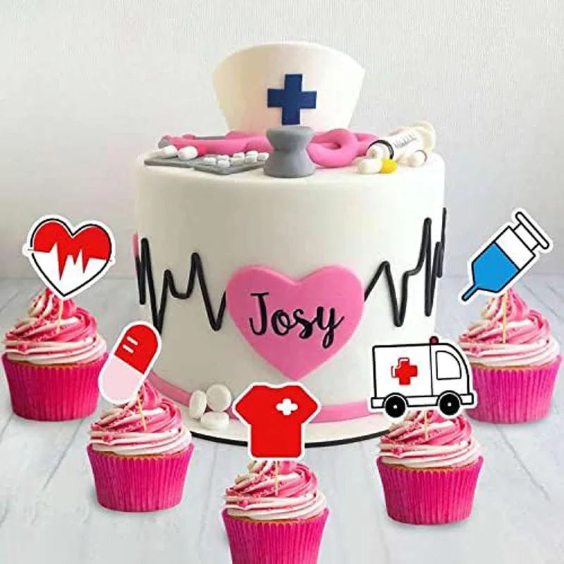 Nurse Cake Decoration Nurse Graduation Medical Rn Themed Party Supplies Nursing Graduation Cupcake decoration