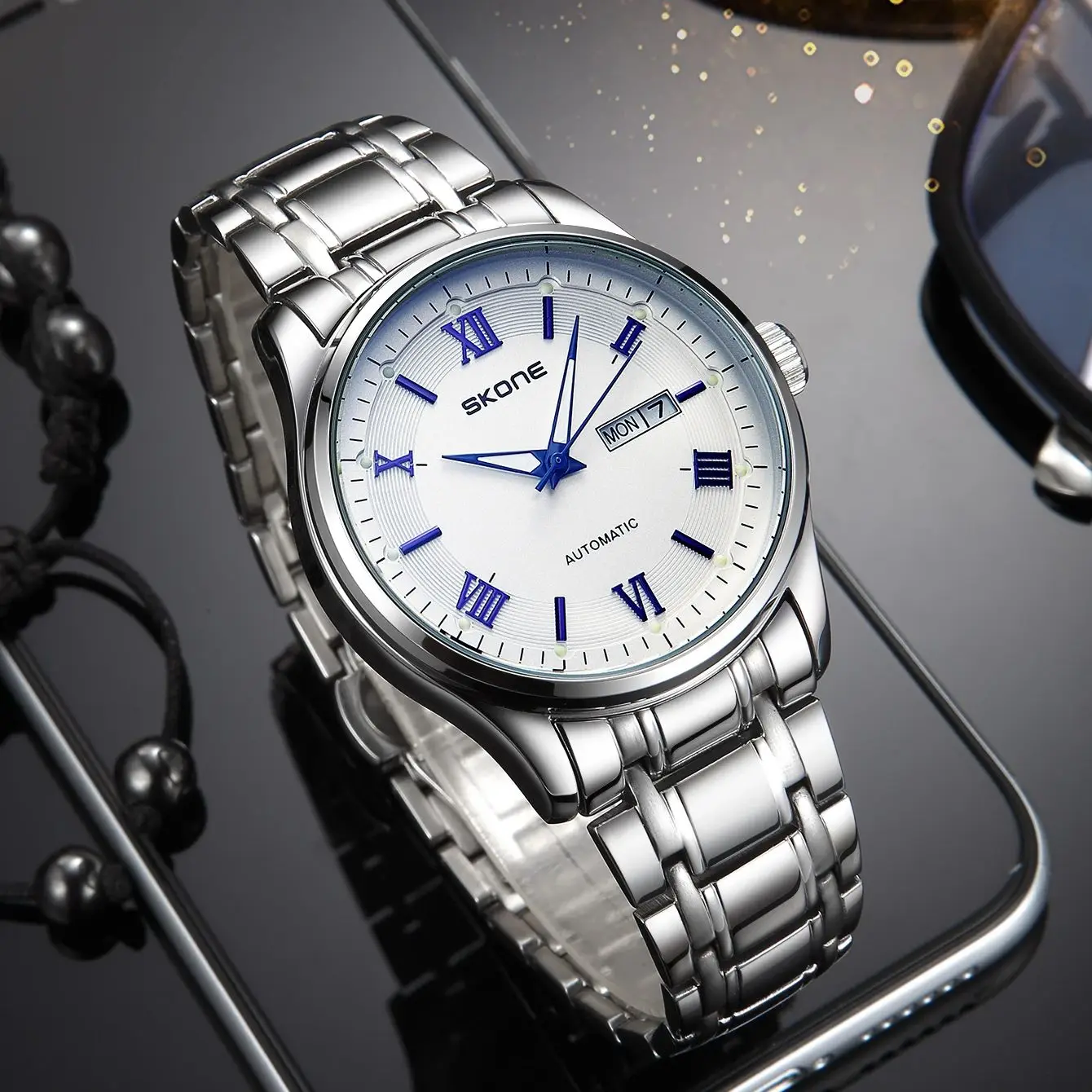 Мужские полностью автоматические механические часы с ночником и двойным календарем, водонепроницаемые брендовые часы для бизнеса и отдыха, десять известных часов