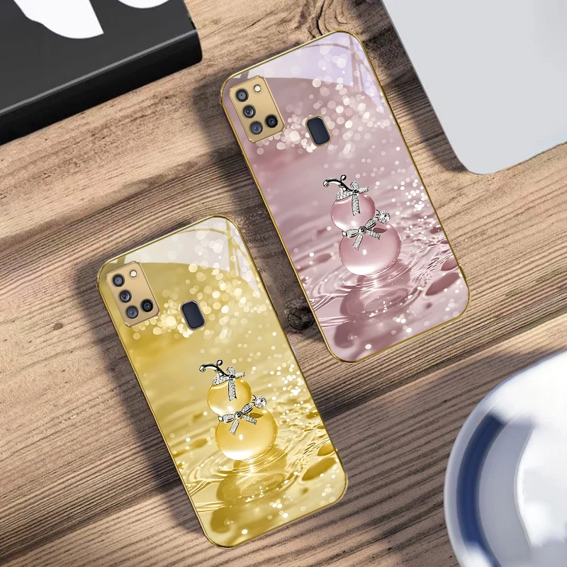 محظوظ القرع الذهبي لسامسونج A 31 32 A33 A34 35 14 A15 13 16 25 26 50 52 53 54 55 56 70 71 72 73 الزجاج الذهبي جراب هاتف