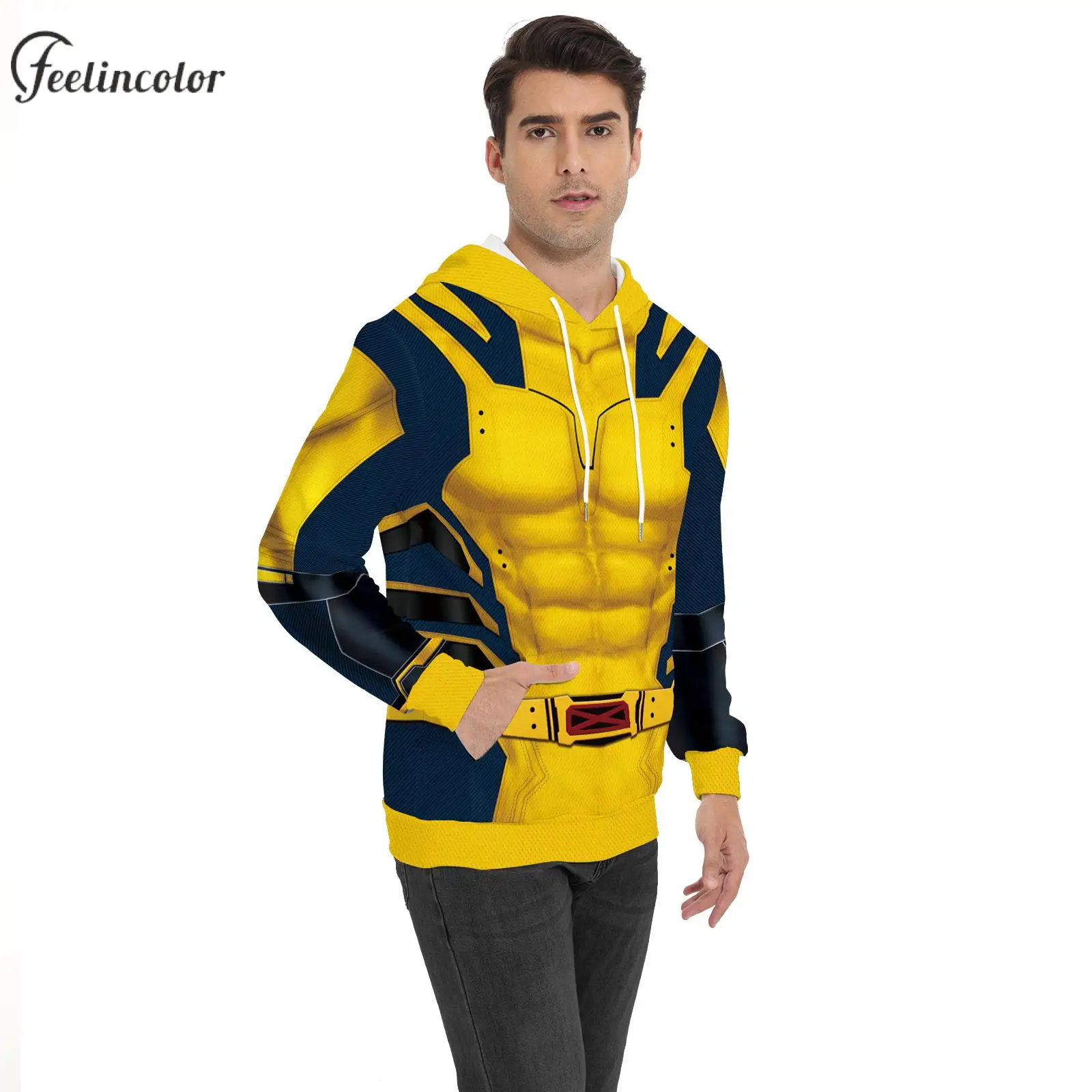 Hoodie Men Hooded Pullover Superhero Cosplay Clothes Long Sleeve Autumn Hoodies with Pocket Halloween Outwear