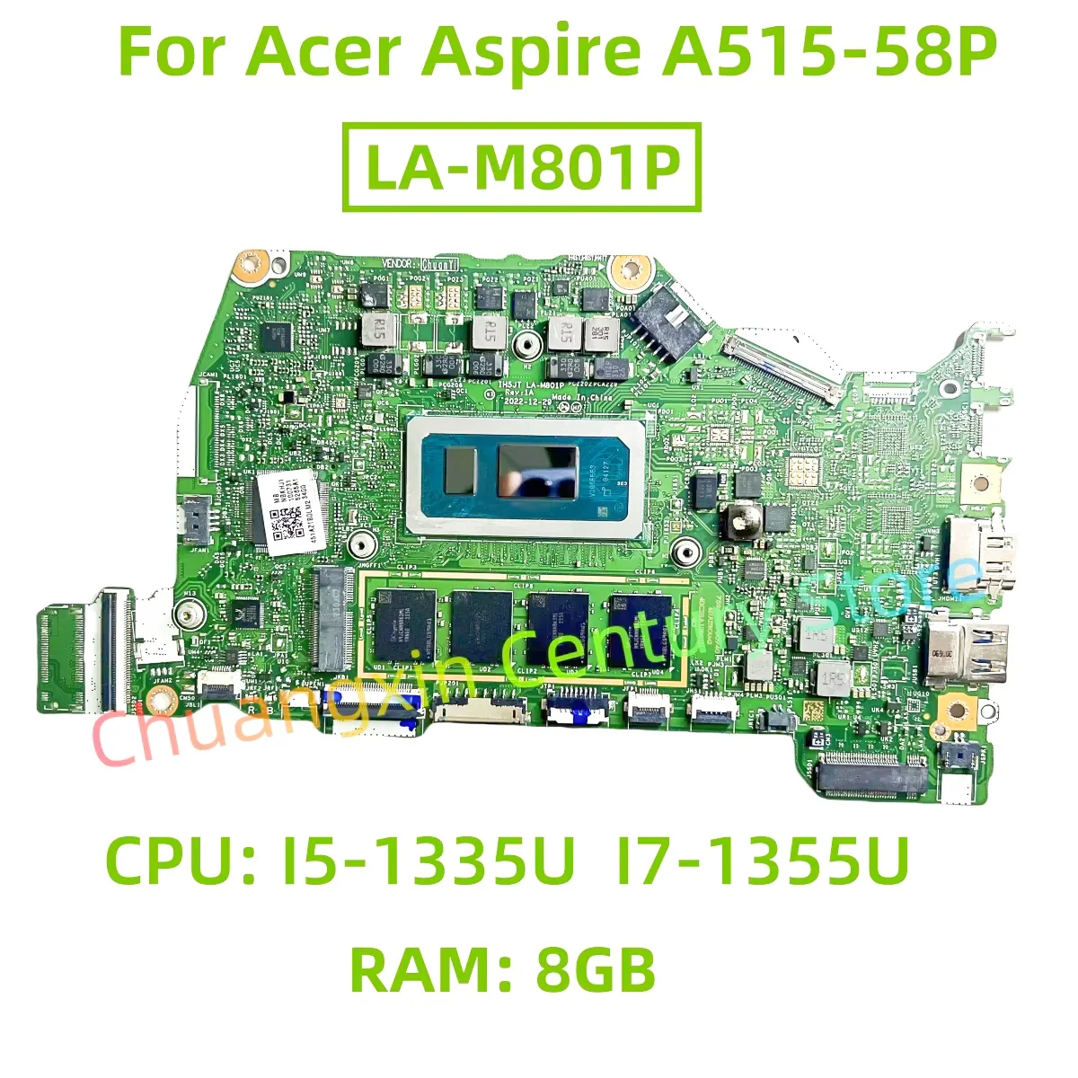 

LA-M801P motherboard for Acer Aspire A515-58P laptop with CPU: I5-1335U I7-1355U RAM: 8GB 100% tested successfully shipped