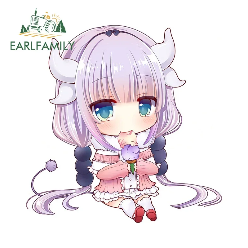 EARLFAMILY 13cm x 12.9cm for Kanna Kamui Chibi Surfboard Scratch-Proof Waterproof Anime Car Stickers Decal VAN Car Accessories