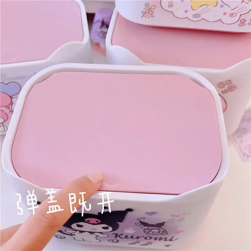 Sanrio sweet and cute kuromi My melody new cartoon pattern desktop pop-up trash can miscellaneous storage box daily necessities