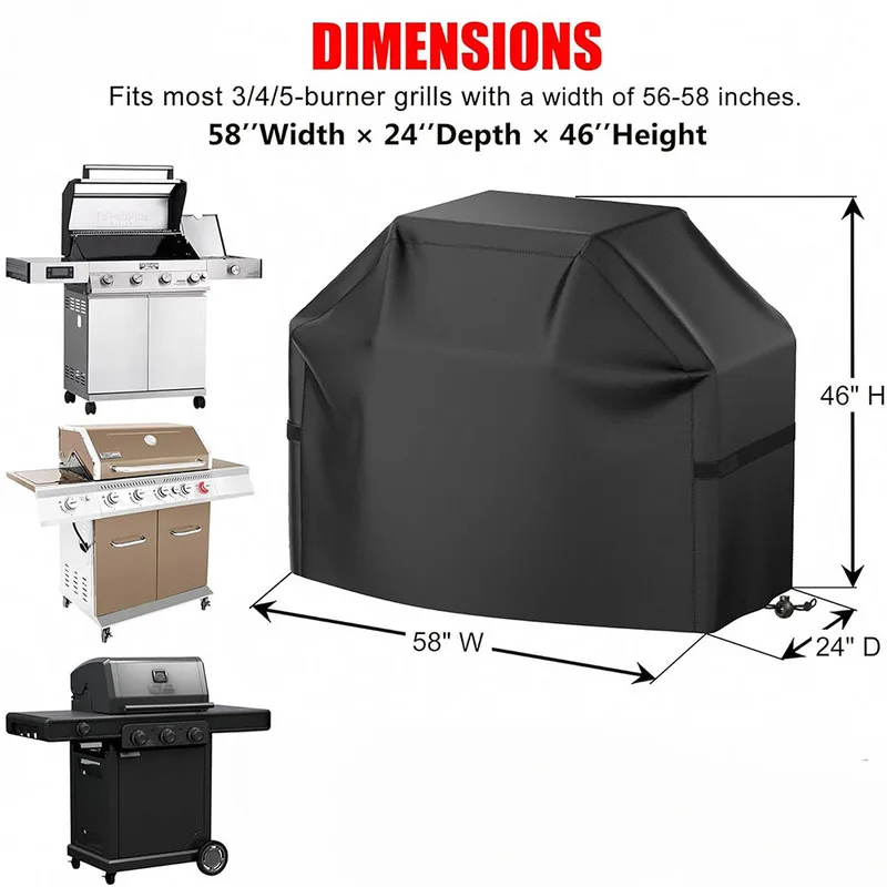 Grill Cover 600D Oxford Fabric Waterproof UV Resistant BBQ Protective Cover With Adjustable Fastening Straps For Outdoor