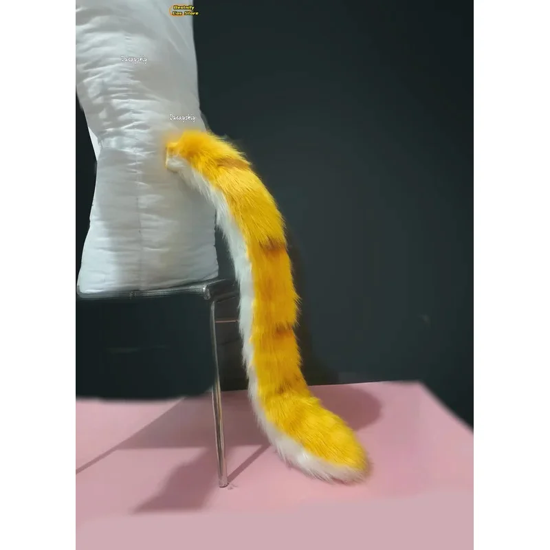 

ABC123CosplayJu Game Zenless Zone Zero Cosplay Anime Fluffy Plush Long Cat Tail/Ear Costume Prop Ju Fufu 5,j'8.k/4\