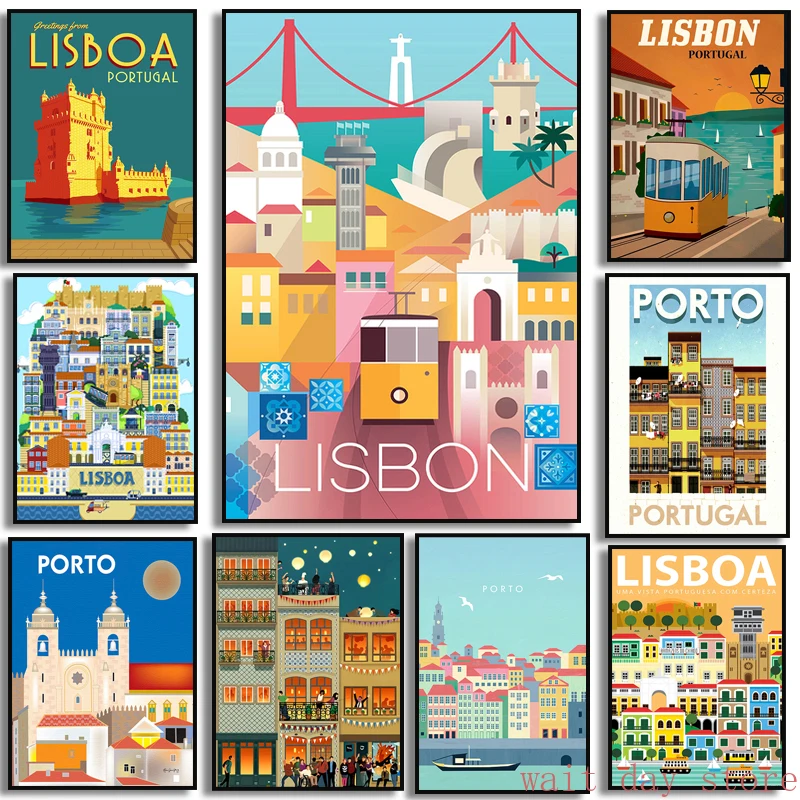 Nordic Porto Cathedral Portugal Lisbon Poster Music House Vintage Travel Poster Canvas Painting Coated Wall Gift Home Decor