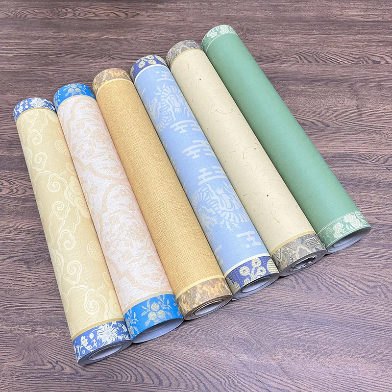 34cm x 20m Batik Long Scroll Paper, Blank Half-Ripe Rice Paper for Chinese Brush Calligraphy Practice,  Xuan Paper Roll