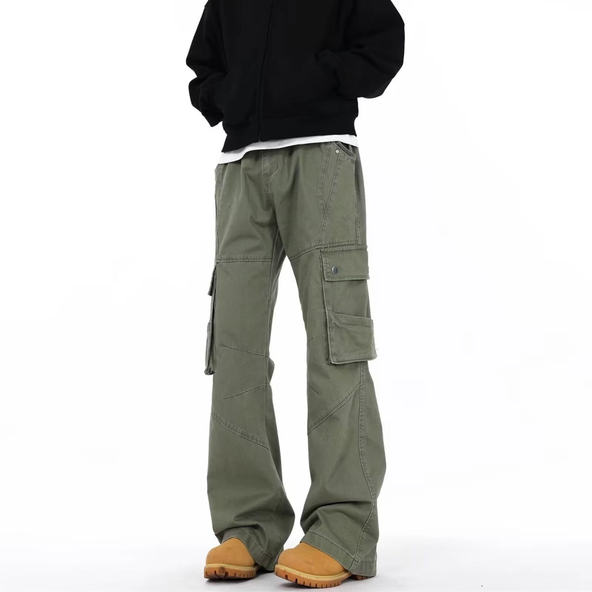 

Trendy American Oversize High Street Multi ket Functional Military een Workwear Pants Men Spring Summer Straight Leg Pants