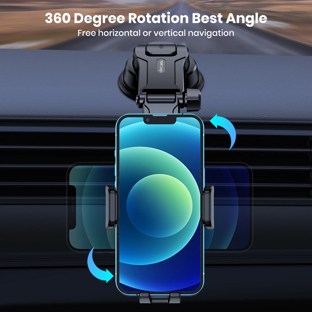 TOPK Cell Phone Holder for Car, Universal Mount Dashboard for iPhone 14 13 12 11 Pro Max,Samsung Galaxy S20+ Ultra S10 Note Plus