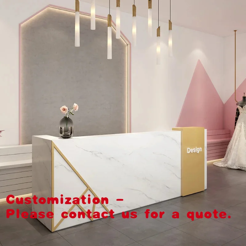 

Customize.Luxury Beauty Shop Nail Reception Checkout Counter Cashier Desk Reception Desk Led Company Front Desk