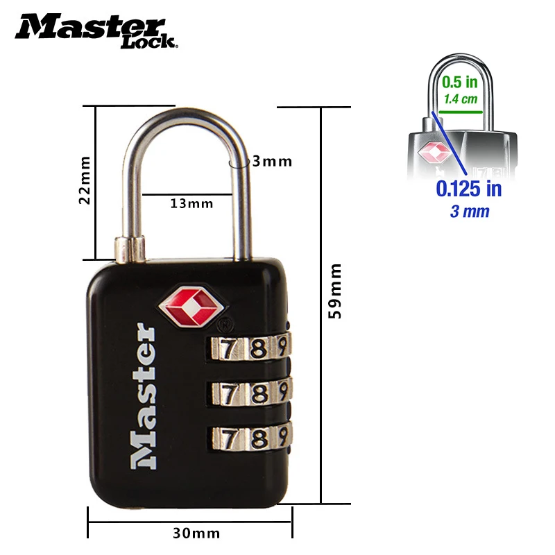 Master Lock Tsa Douane Kleurrijke Code Lock Voor Reisbagage Wachtwoord Veranderlijk Slot Contrast Kleur Hangslot Kast Kast