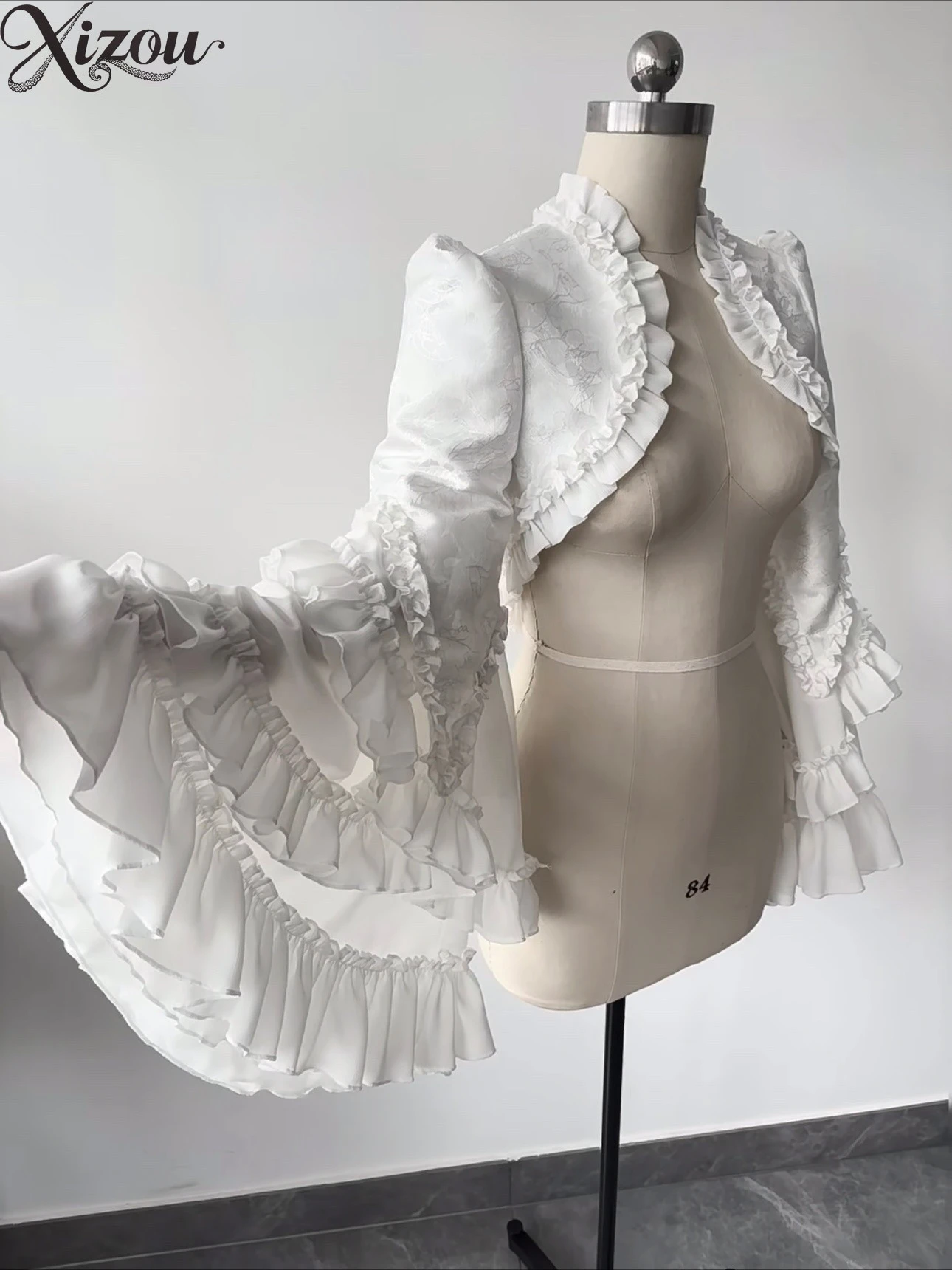 Dark Romance Lolita Waistcoat Jacket Vampire Coat Gothic Cropped Bolero Sleeve Overcoat Wedding Cosplay Custom Bride White Black