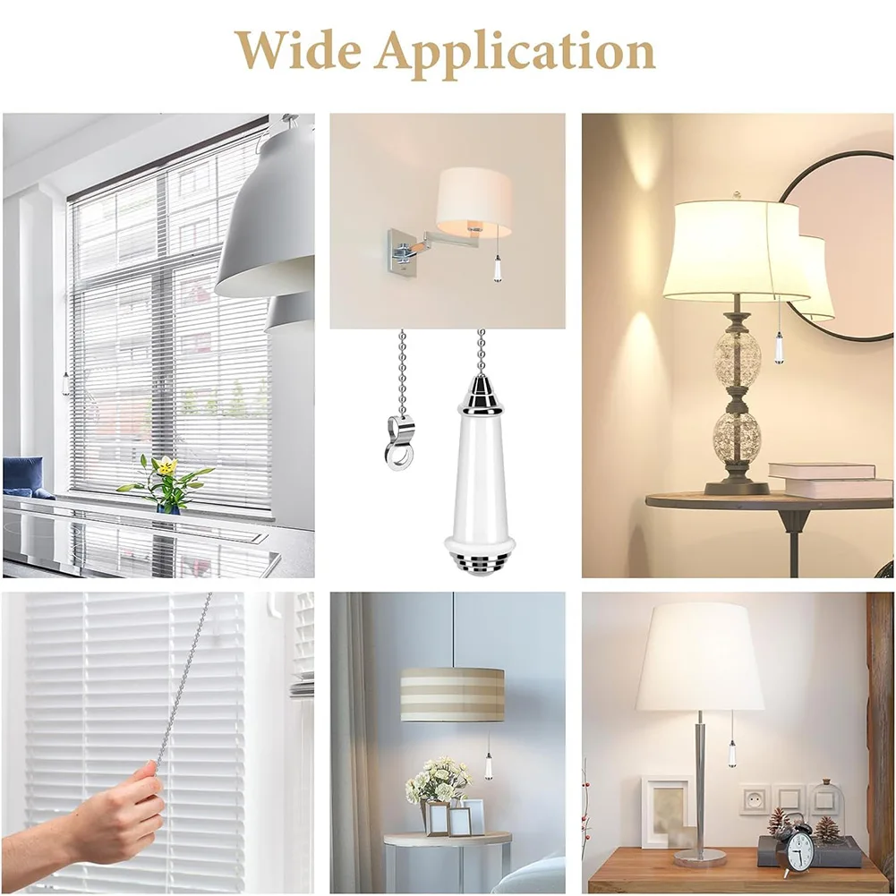 White Porcelain Pull Cord Extension 100cm for Light Fixtures Ceiling Fans Bedrooms Bathrooms Toilets Easy Install