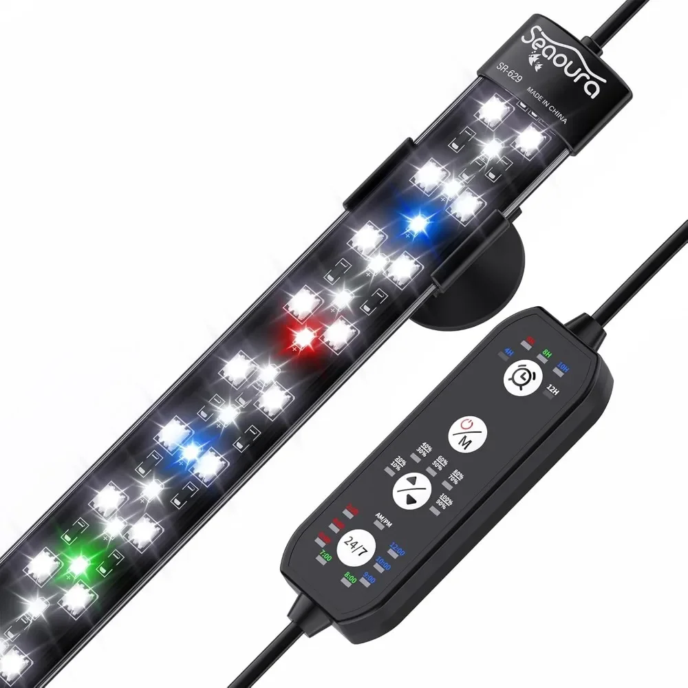 

Programmable Fish Tank Aquarium Light for Aquatic Plants Memory Function 24/7 Cycle LED Light with LCD Display and Thermometer