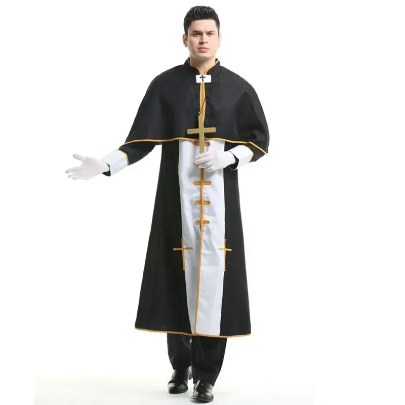 Cosl120 disfraz de Halloween para parejas para mujeres y hombres, disfraz Medieval de sacerdote, monja, disfraz de misionero, iglesia, convento religioso, Par elegante