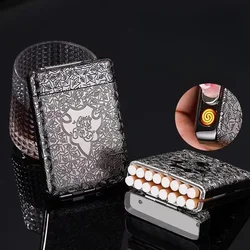 16 thick Cigarettes,20 thin Cigarettes,MetalTungstenWire,SilentWindproof IgnitionCigaretteBoxSuitable ForGiving Gifts to Friends