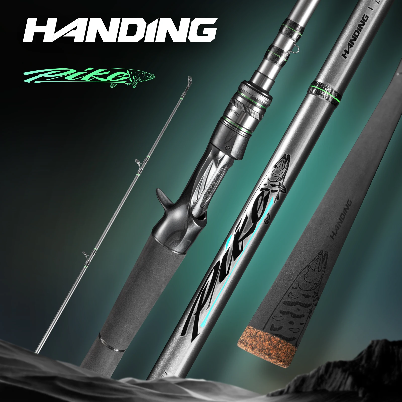 【Dalla Polonia】Canna da Pesca HANDING M1 PIKE H/XH con Peso Esca 140g, Potente per Luccio e Snakehead, Azione Rapida