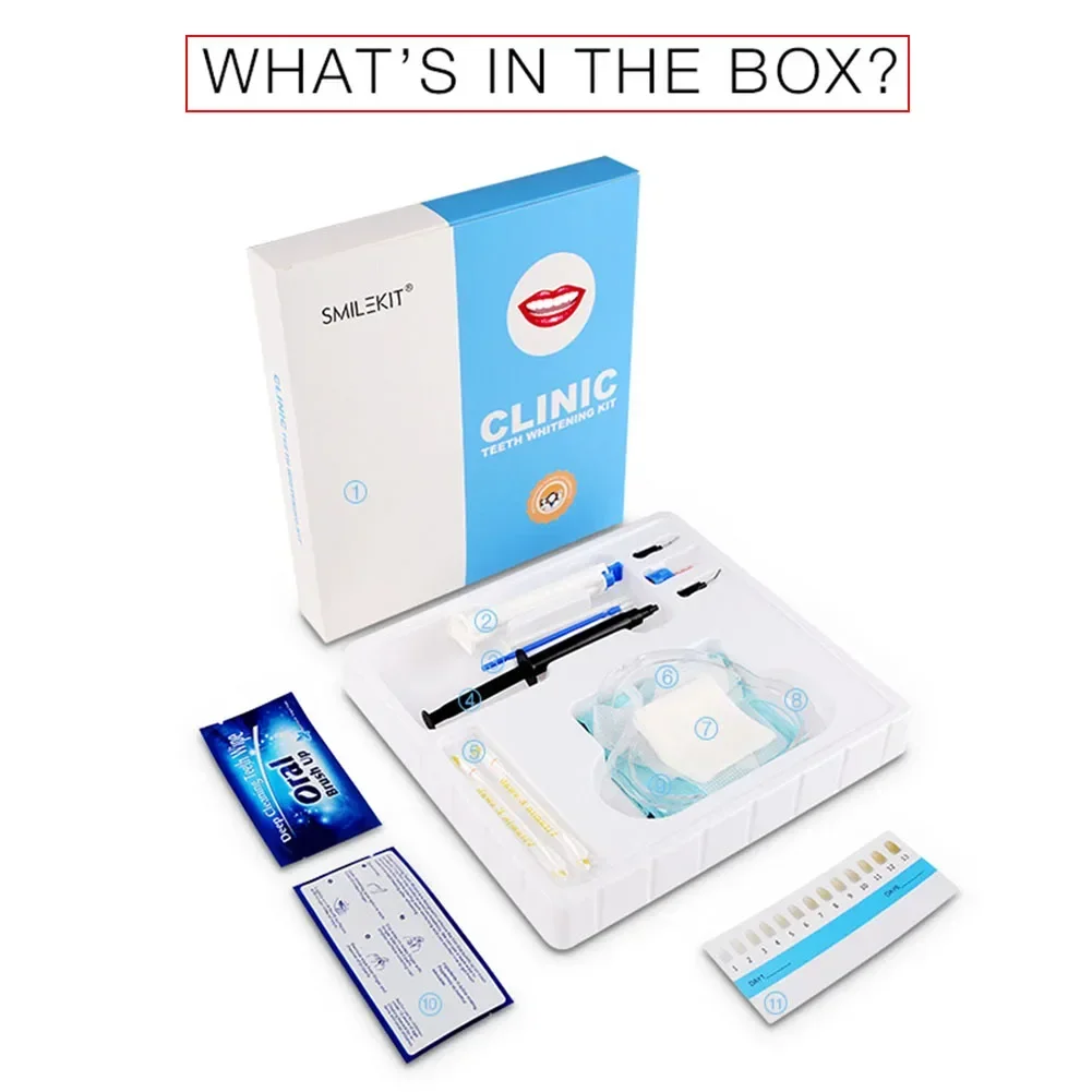 Dentist Clinic Teeth Whitening Kit 35%HP Dual Barrel Gel Syringe Tooth Bleach Whitener Gum Dam Protector Gingival Barrier Gel