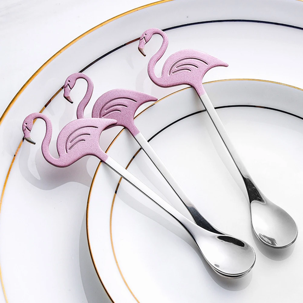 

6pcs Flamingo Pink Color Coffee Coffee Stirring Seasoning Condiment Jam Salt Scoop Ice Cream Spoon Mini Jam Spoon