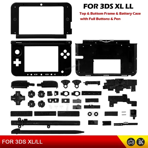 Imagen 2 del producto Carcasa Superior e Inferior de Repuesto con Marco Central y Compartimento para Batería, con Botones Completos y Lápiz para Consola 3DS XL LL, Accesorios