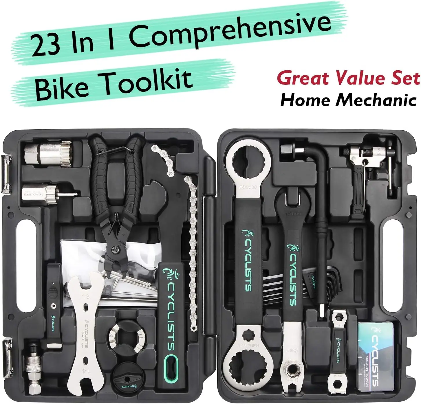 23 Piece Bike Tool Kit Bicycle Repair Tool Box Compatible Mountain Road Bike Maintenance Tool Set with Storage Case