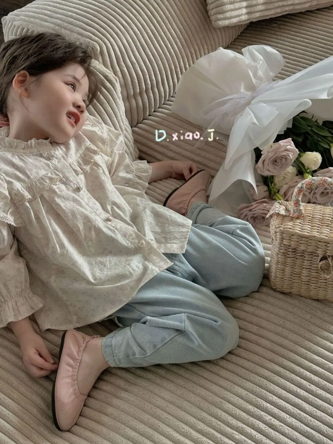 Girls Floral Shirt New Korean Style Stand Collar Long Sleeve Doll Blouse Kids Cute Princess Top Children Clothing - view 6