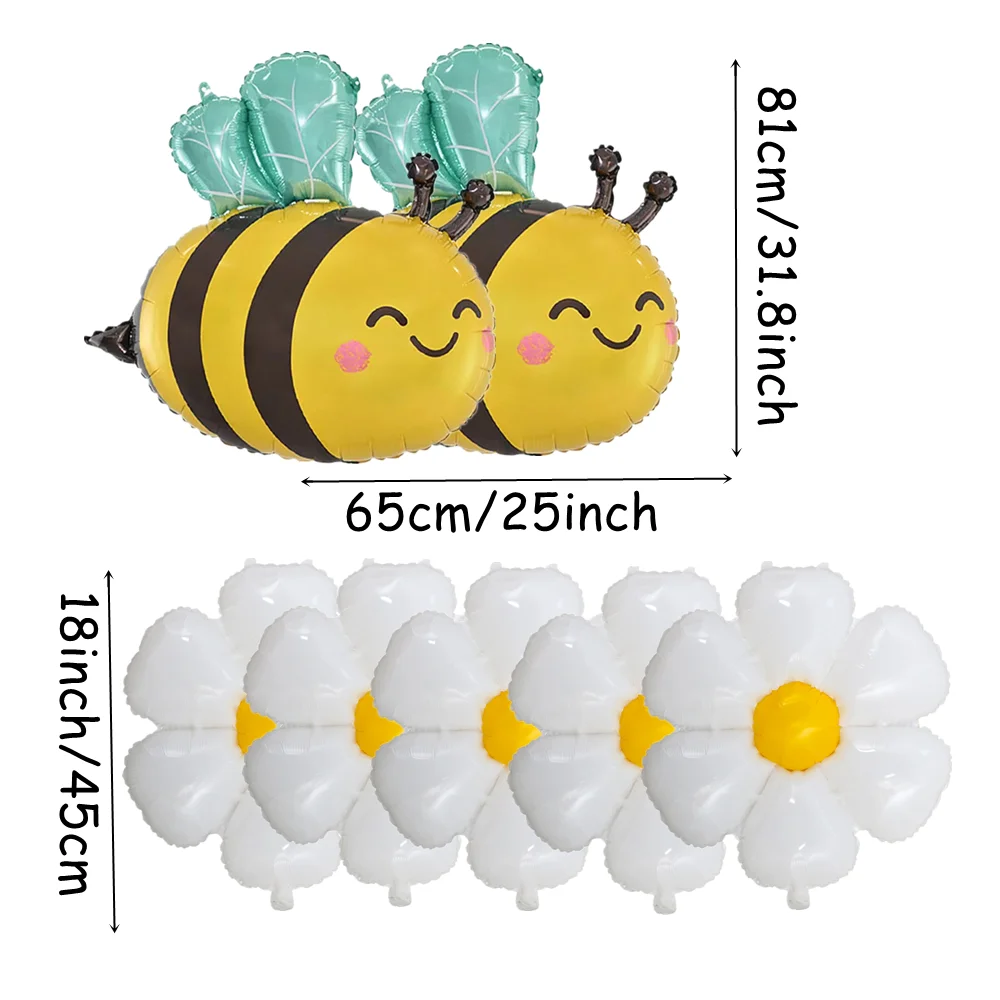 7pcs Bee Daisy Foil Balloon Set for Spring Birthday Anniversaries Graduations Mother\'s Day Party Decoration Daisy flower Globos